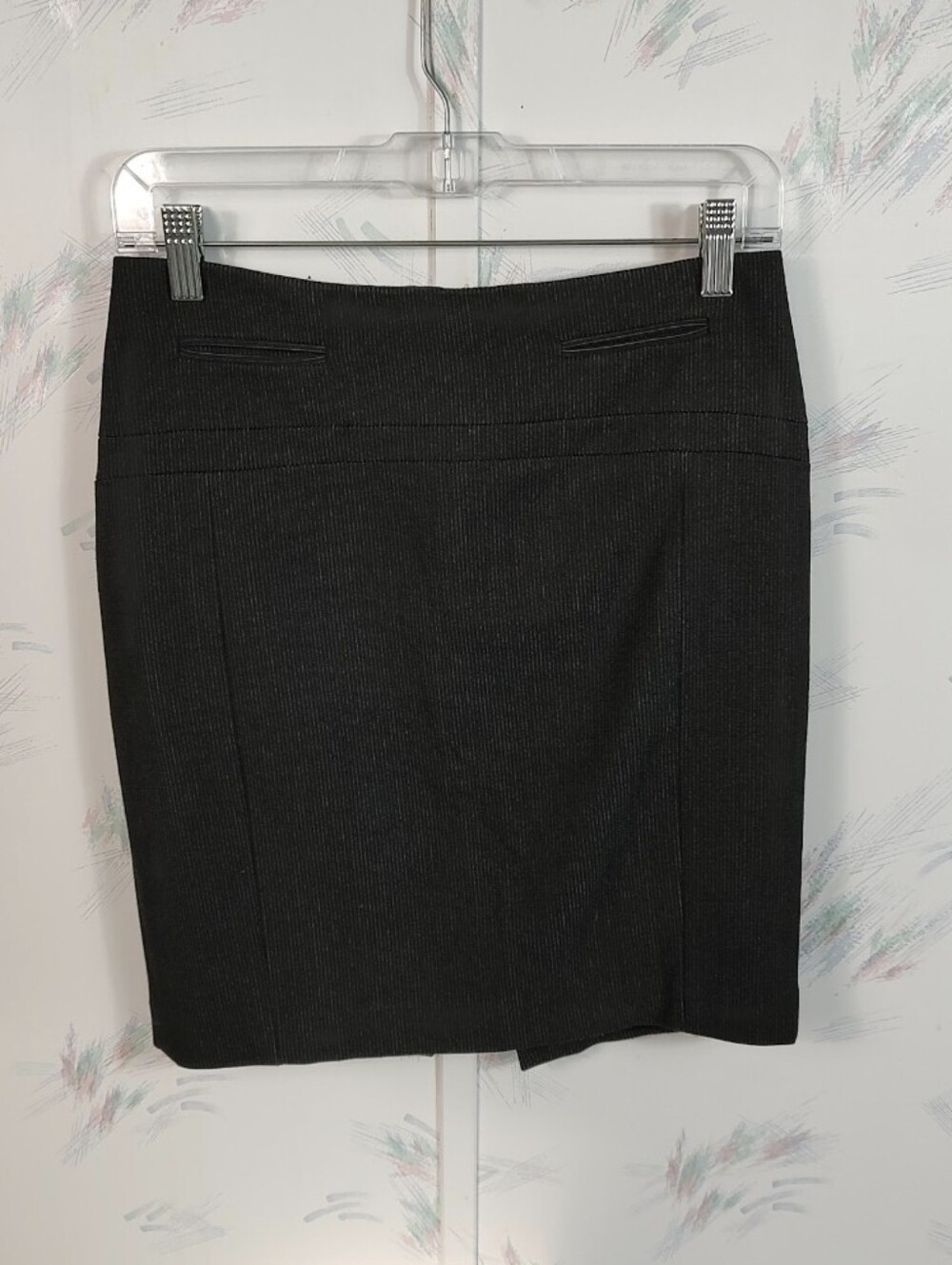 Express Black Gray Striped Pencil Skirt 0